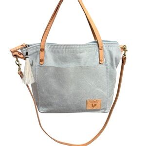 Meanwhile back on the Farm blue leather two way tote shoulder bag
